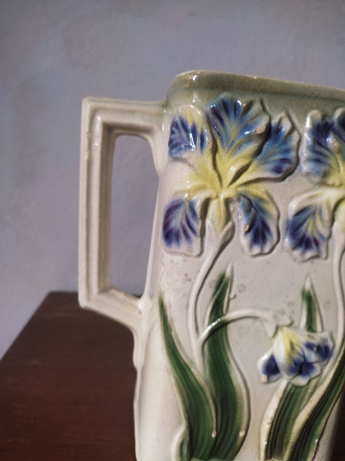 Art Nouveau pitcher in slip