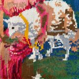 Large bohemian handwoven rug with amazing scenery and floral design, made in Romania 315x195cm