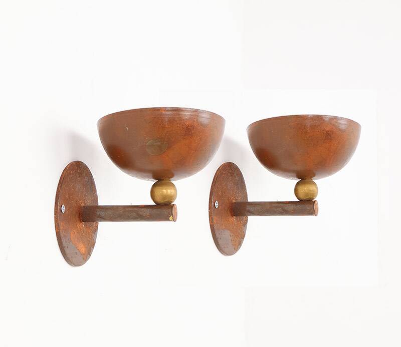 Supports de bougies muraux en cuivre et en laiton vintage