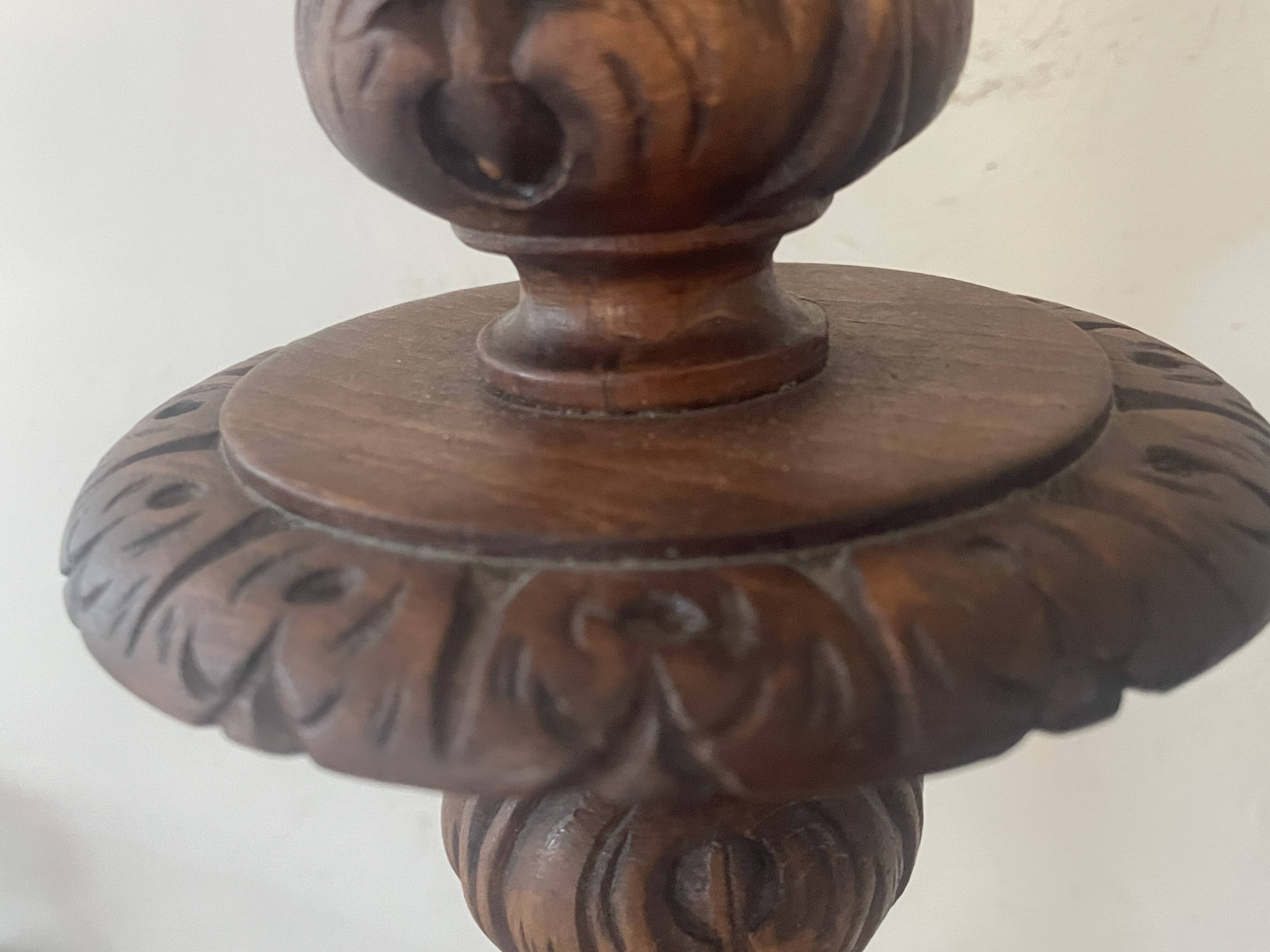 Antique carved wooden lamp 67cm