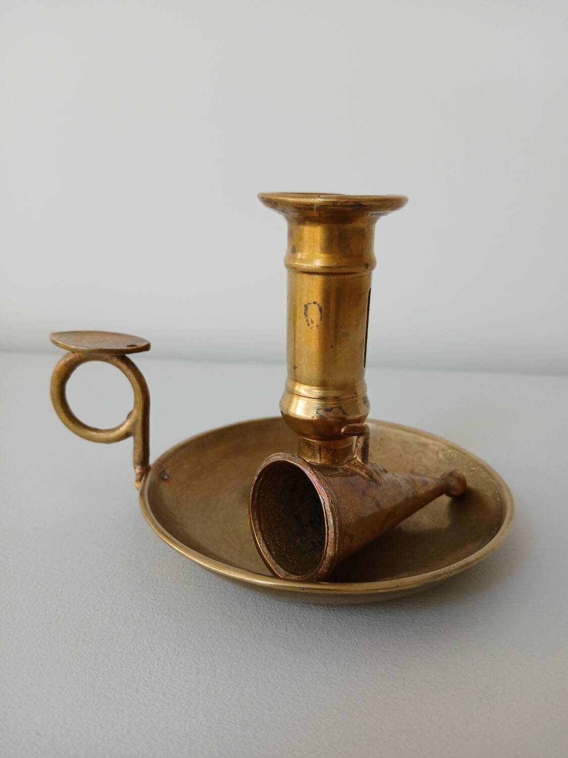 Set of 2 brass cellar rat candlesticks