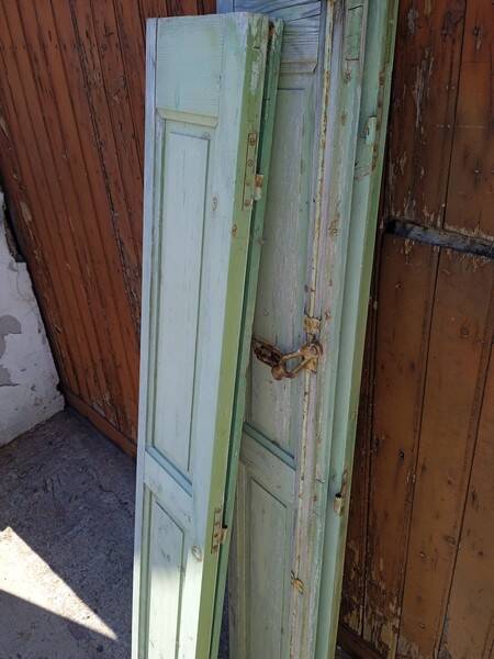 Set of shutters / 4 patinated woodwork elements 168 cm ep 1940