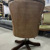 Office chair Chesterfield Gainsborough Chair swivel, in antique gold leather and mahogany