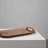 Art Deco Mirrored Glass and Copper Tray, Belgium ca. 1920