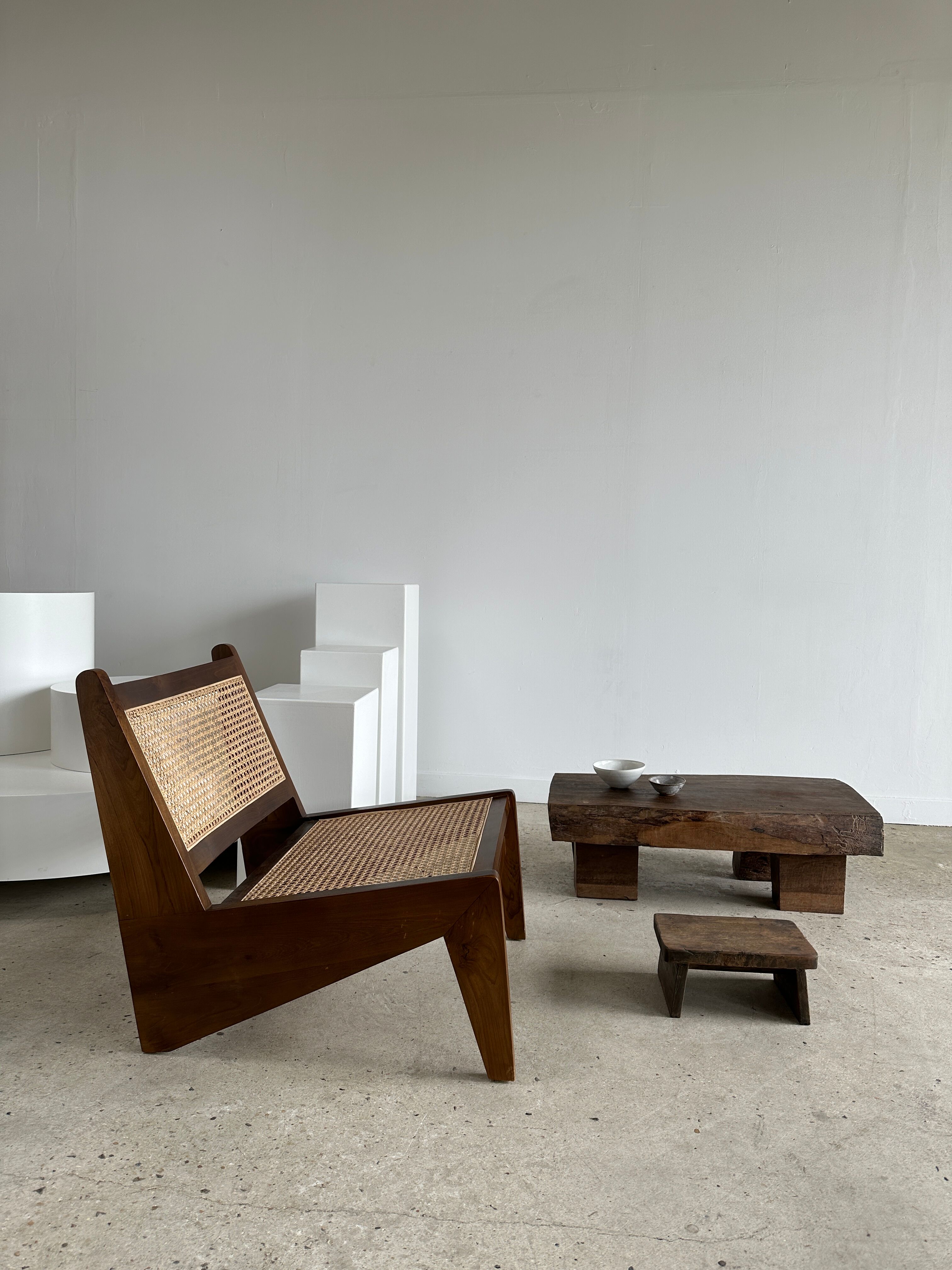 Asian solid wood quadripod brutalist coffee table H30 L81 l42