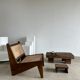 Asian solid wood quadripod brutalist coffee table H30 L81 l42