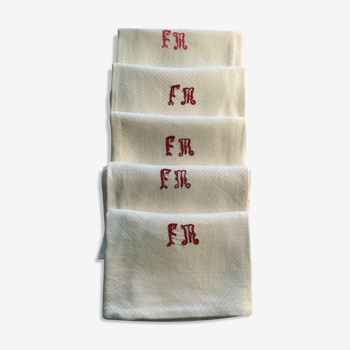 Lot de 5 serviettes monogrammées