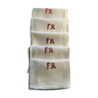 Lot de 5 serviettes monogrammées