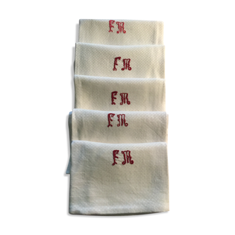 Set of 5 towels monogrammed