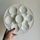 Lot de 6 assiettes à huîtres vintage en céramique blanche - Longchamp