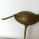 Sculpture subject vintage heron bird in brass