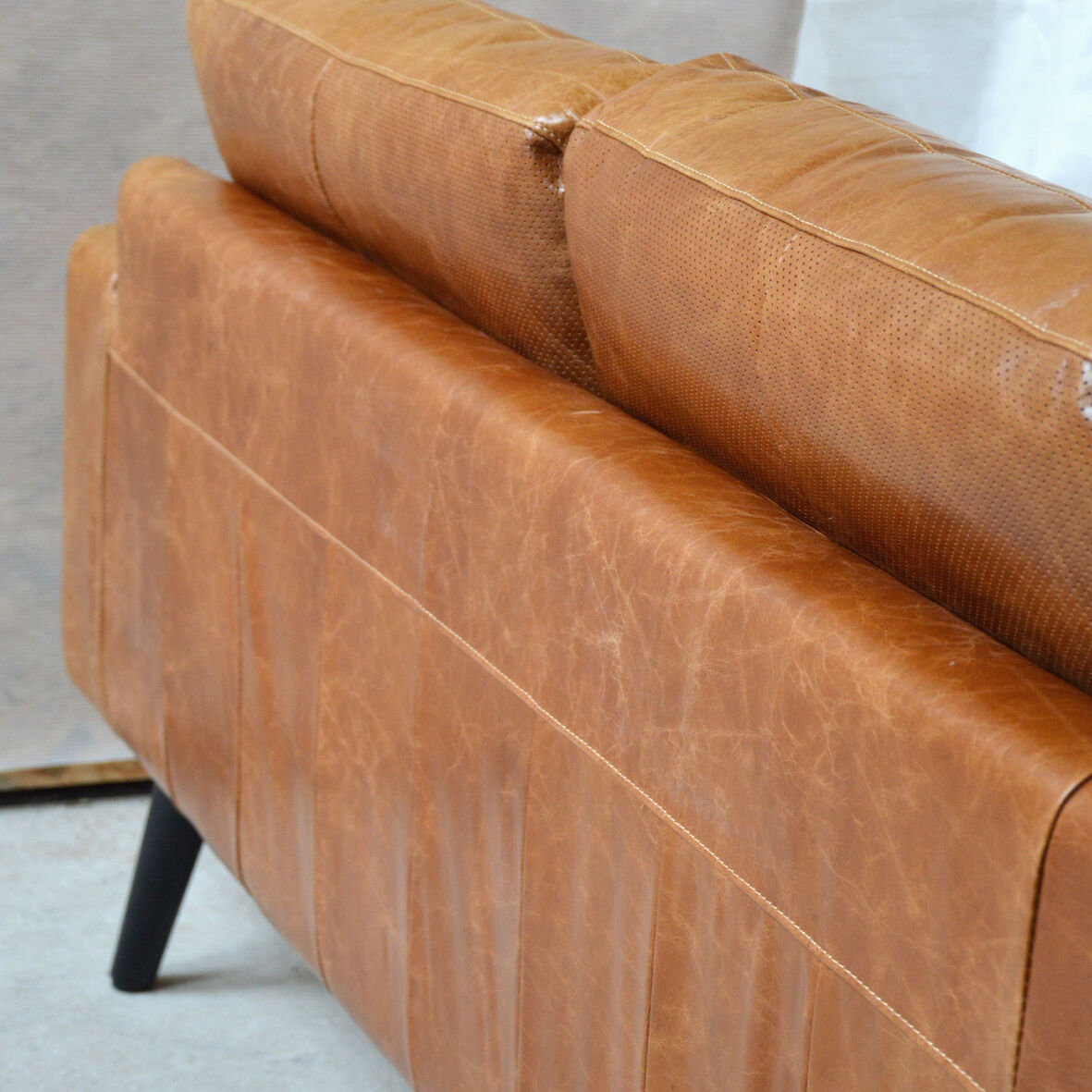 Large brown leather sofa