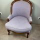 Fauteuil Louis Philippe  en bois et tissu lilas