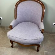 Louis Philippe armchair in wood and lilac fabric