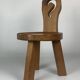 Sculptural Brutalist Chunky Tripod Stool in Oak, 1960s