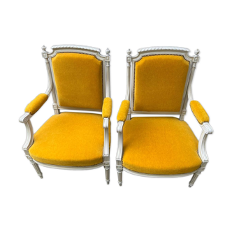 Pair of Louis XVI style armchairs
