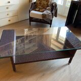 Coffee table rattan wicker glass