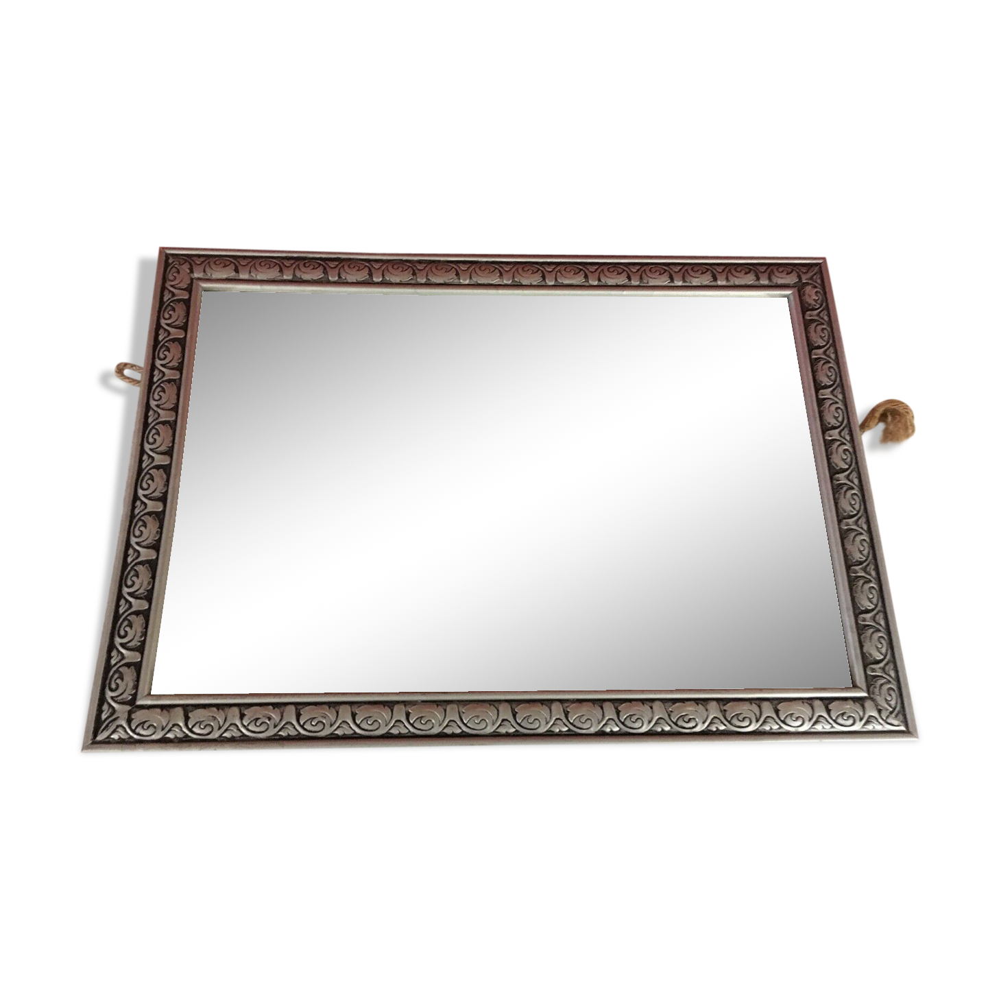 French art deco mirror vintage wood stucco 50x36cm