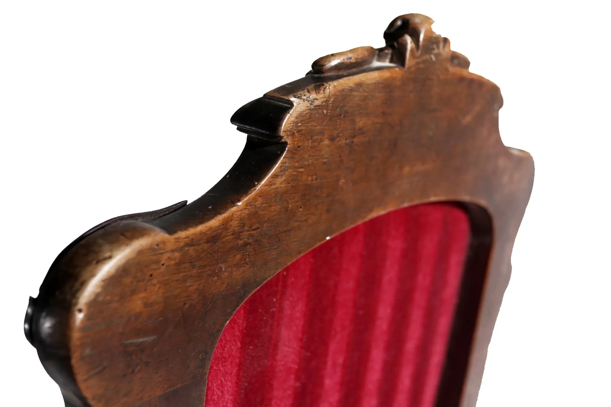 Nineteenth-century French carved chair with red velvet