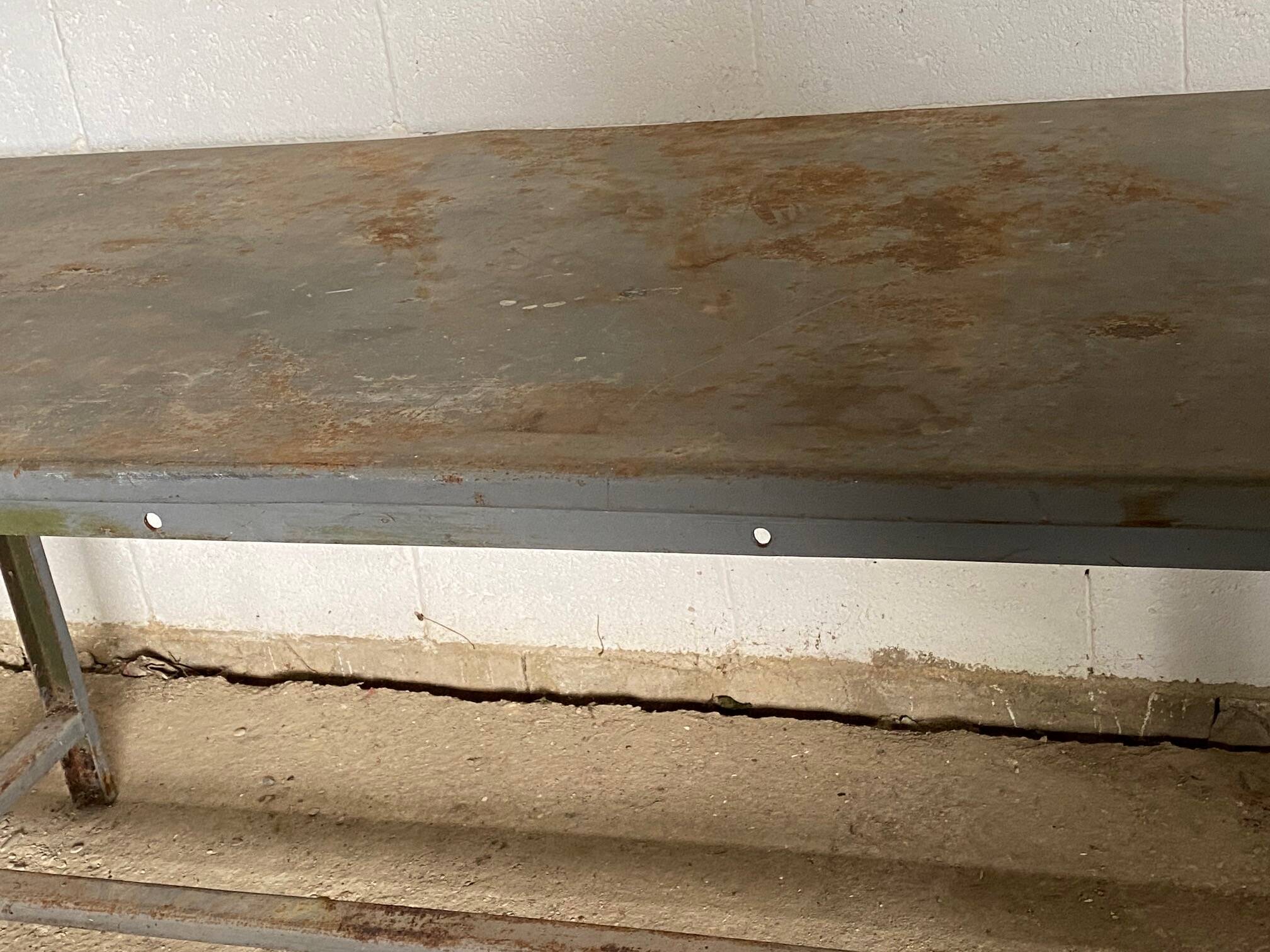 Vintage industrial gray metal dining table 1950