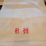 Set of 6 white embroidered terry towels 1930.1950