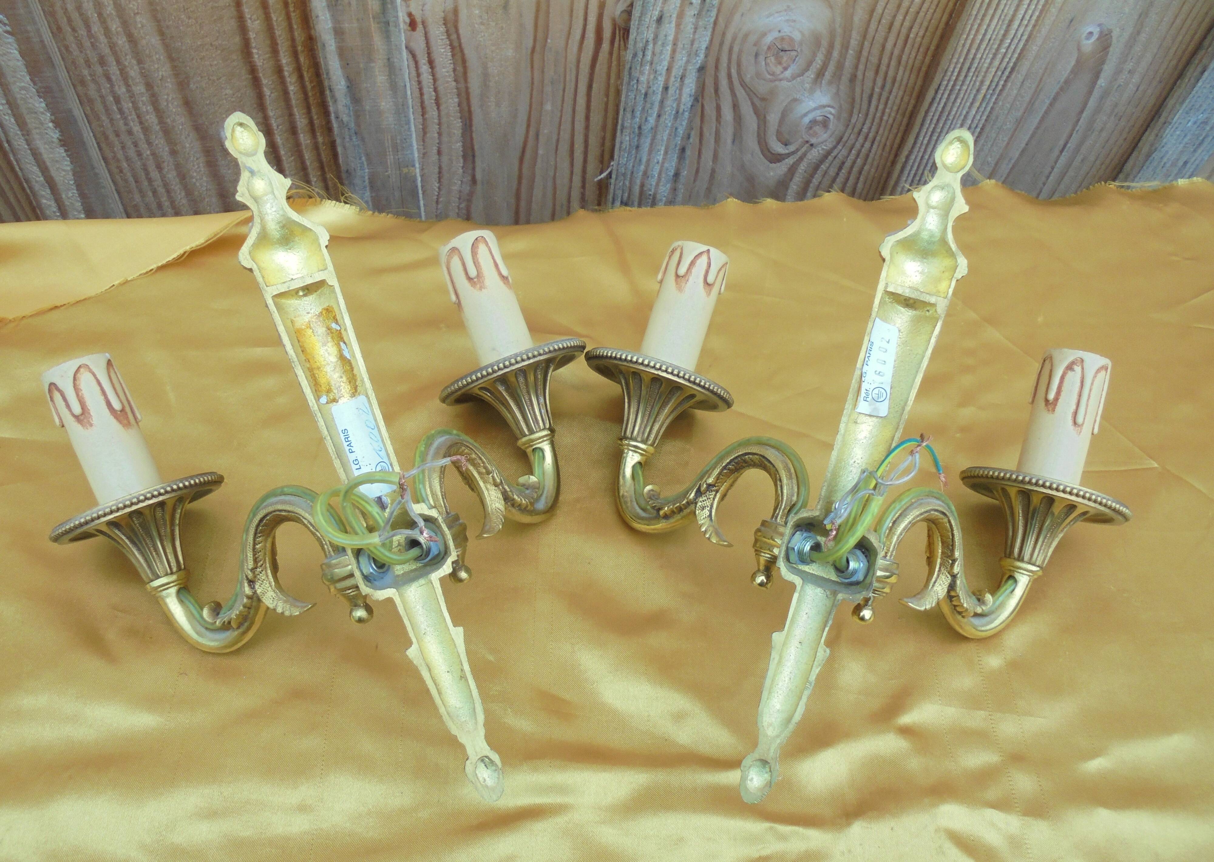 Pair of Louis XVI Style Bronze Sconces