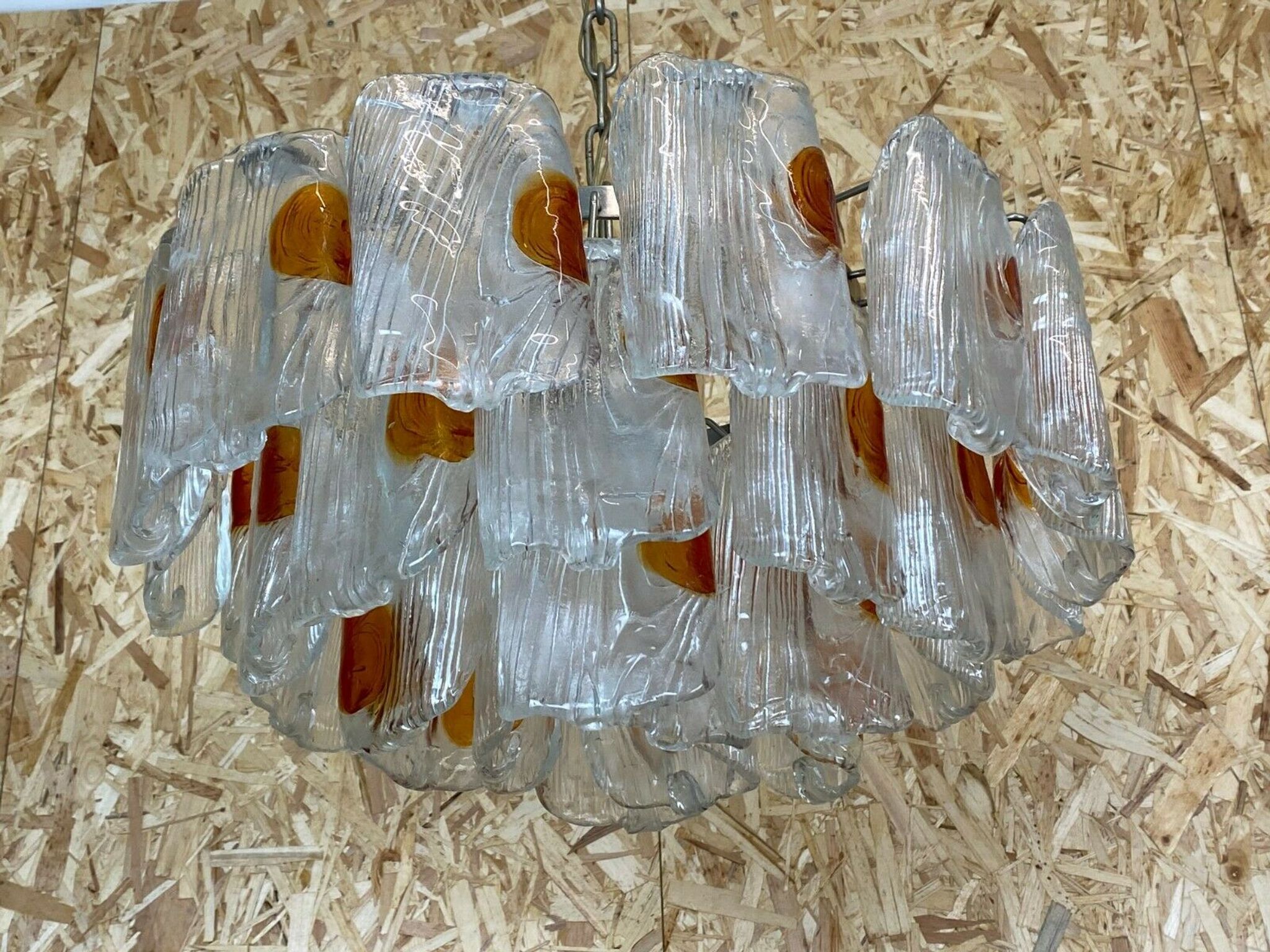 XL 60s 70s Murano Glass Chrome Chandelier Chandelier Glass Space Age 60s v