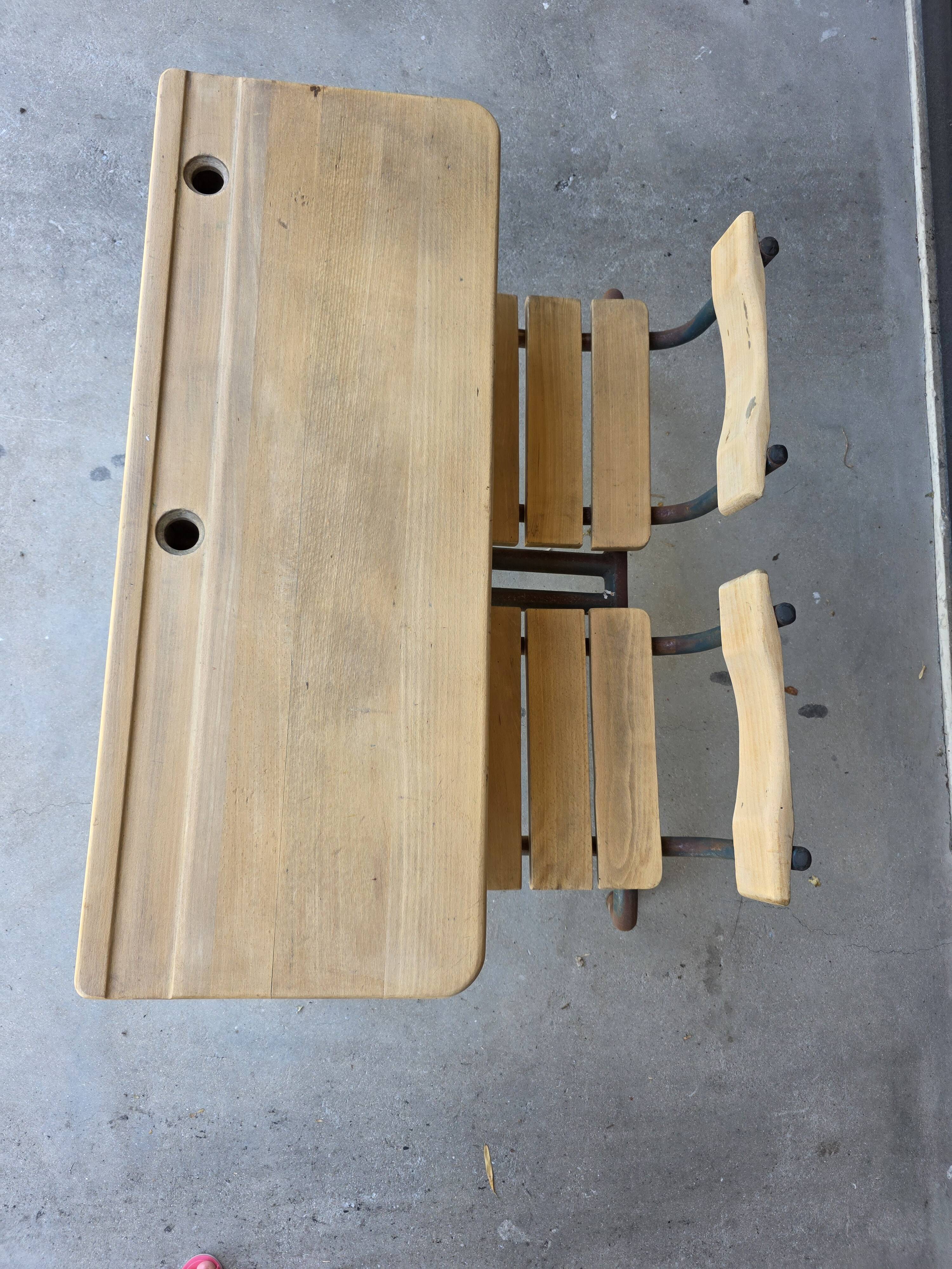 Vintage 2-seater school desk for children