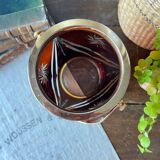 Vintage ice bucket in amber chiseled glass