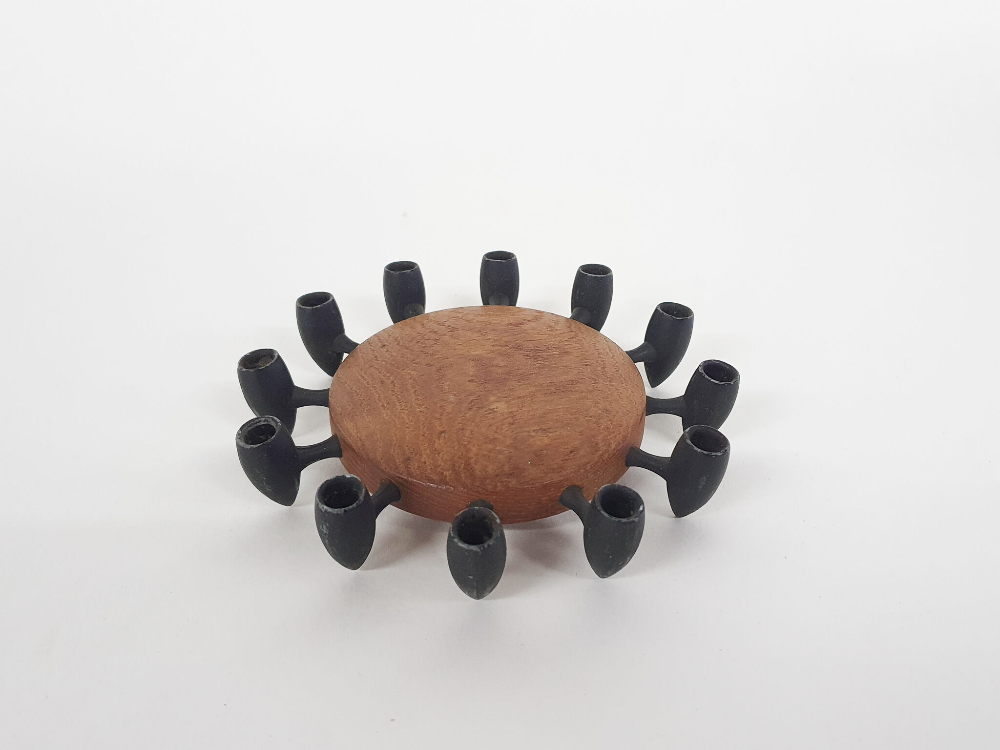 Round Teak and Metal Candleholder by Digsmed, Danish Design, 1964