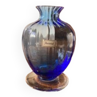 Vase bleu en cristal de baccarat