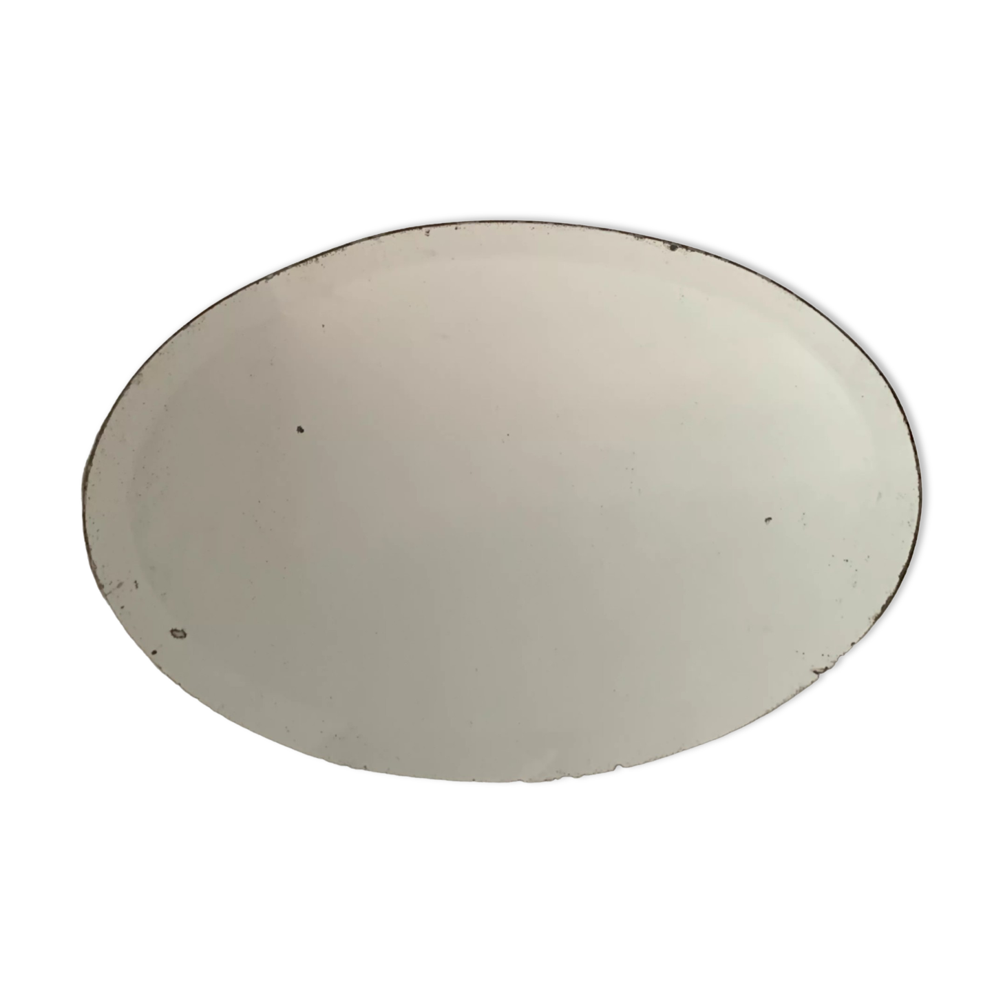 Old bevelled stitched oval mirror