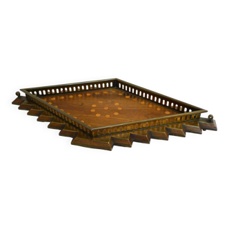 Wood & brass diamond tray