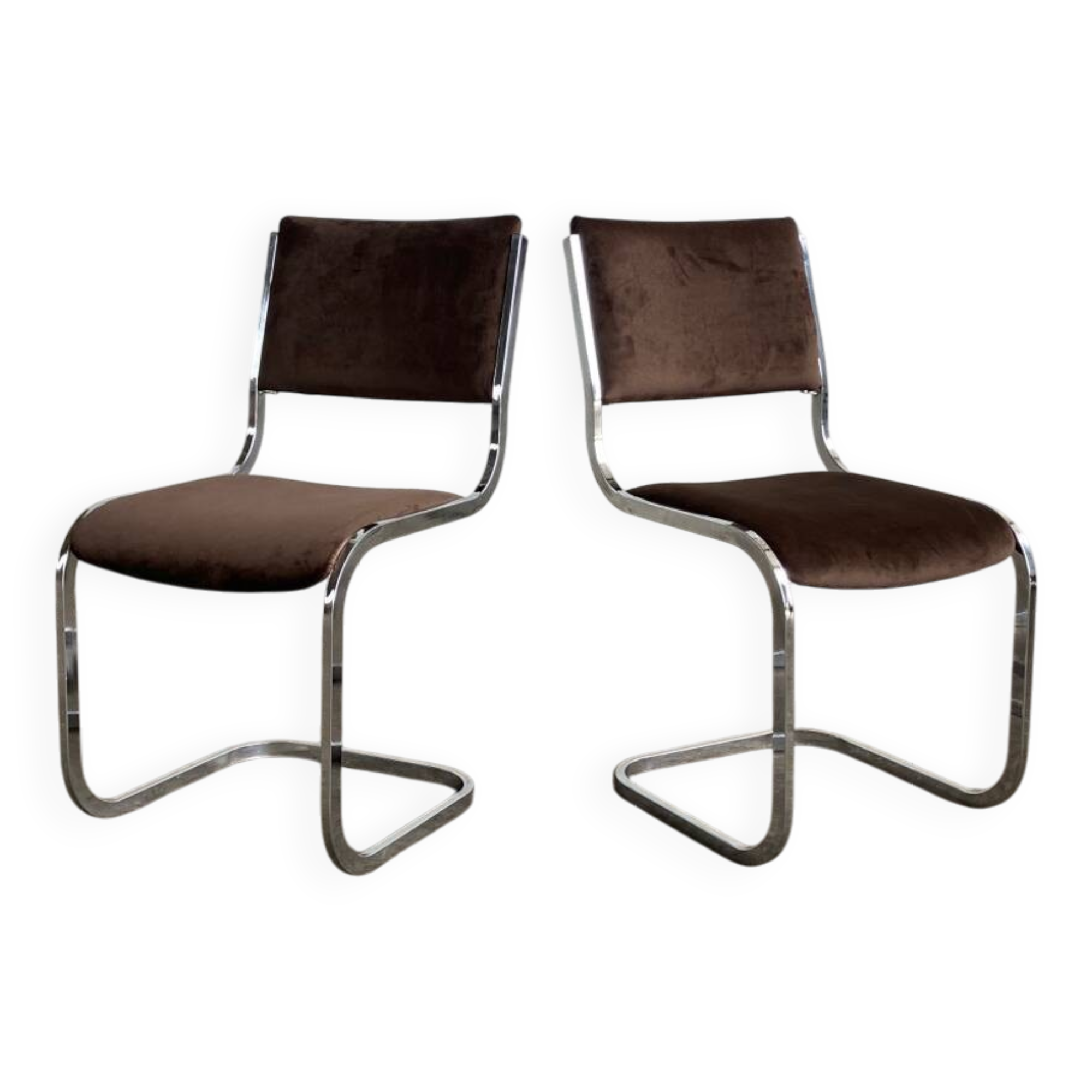 Paire de chaises chromées vintage 1970