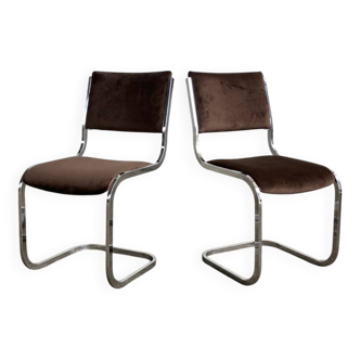 Pair of vintage chrome chairs 1970