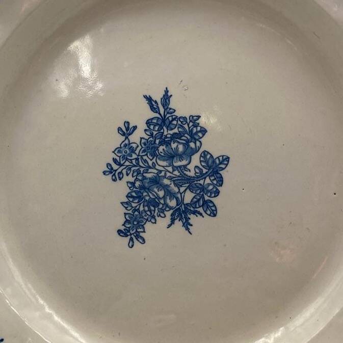 Large round earthenware dish from Moutiers 18th century