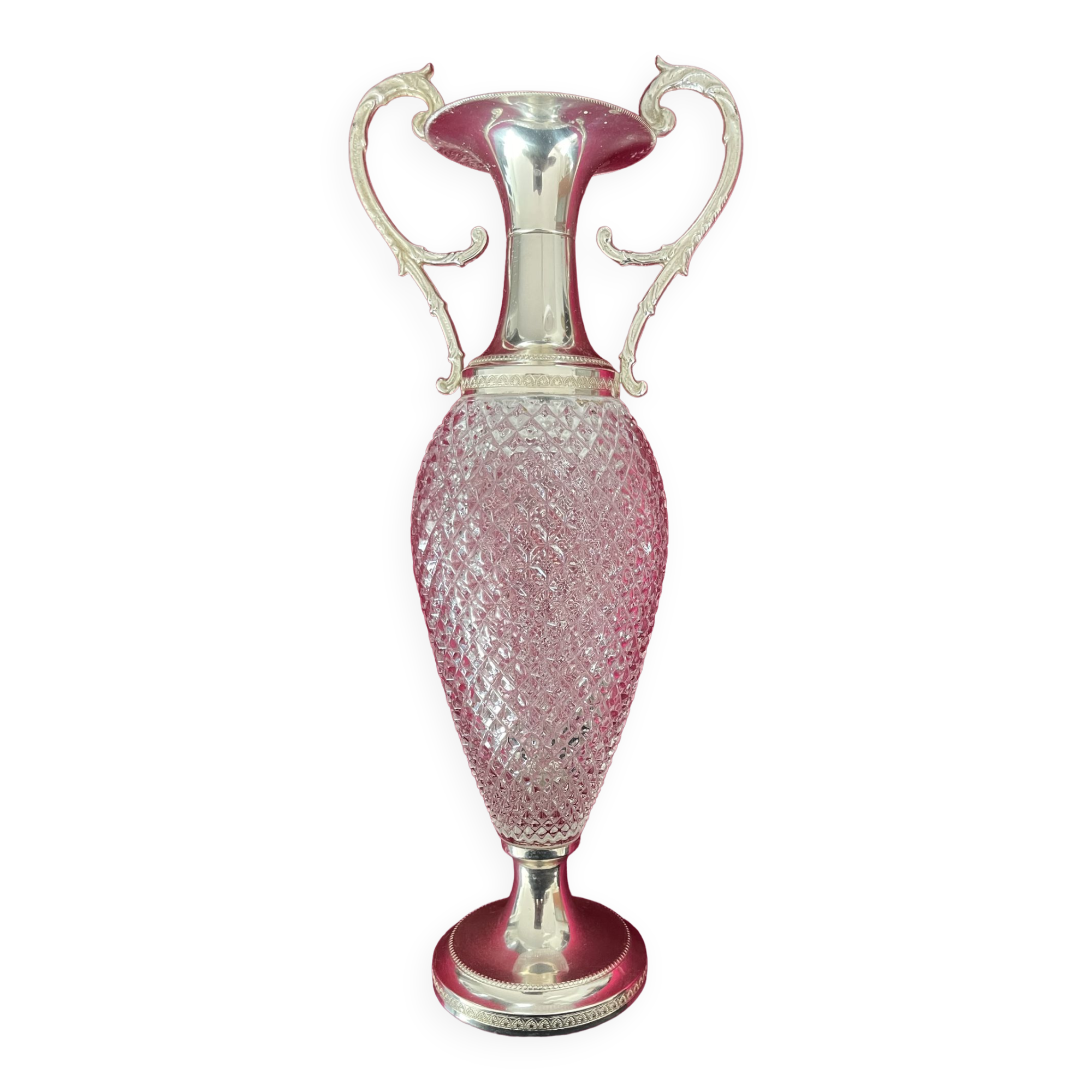 Vase glass and silver metal, Italy 1960