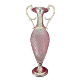 Vase glass and silver metal, Italy 1960