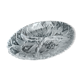 Vintage 4-compartment chiseled glass aperitif dish