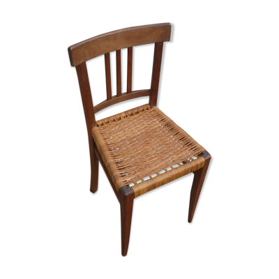 Chaise bistrot rénovée assise en osier