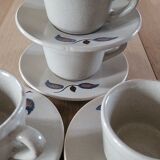 5 cups and saucers St Amand earthenware