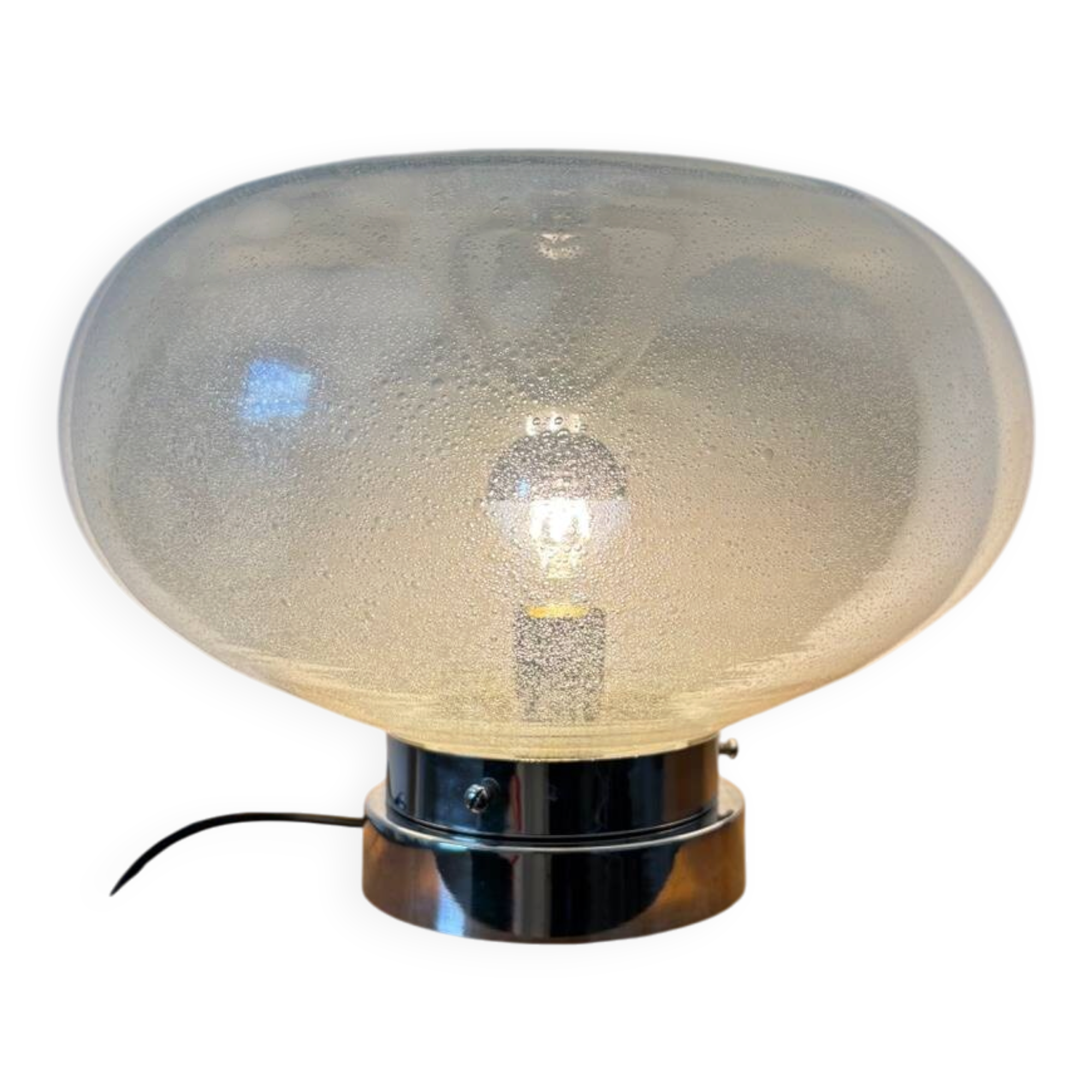 Mazzega Lampe Murano  Verre Puliginiso et inox 1971