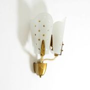 Beautiful large Mid Century Modern wall lamp made of brass and glass