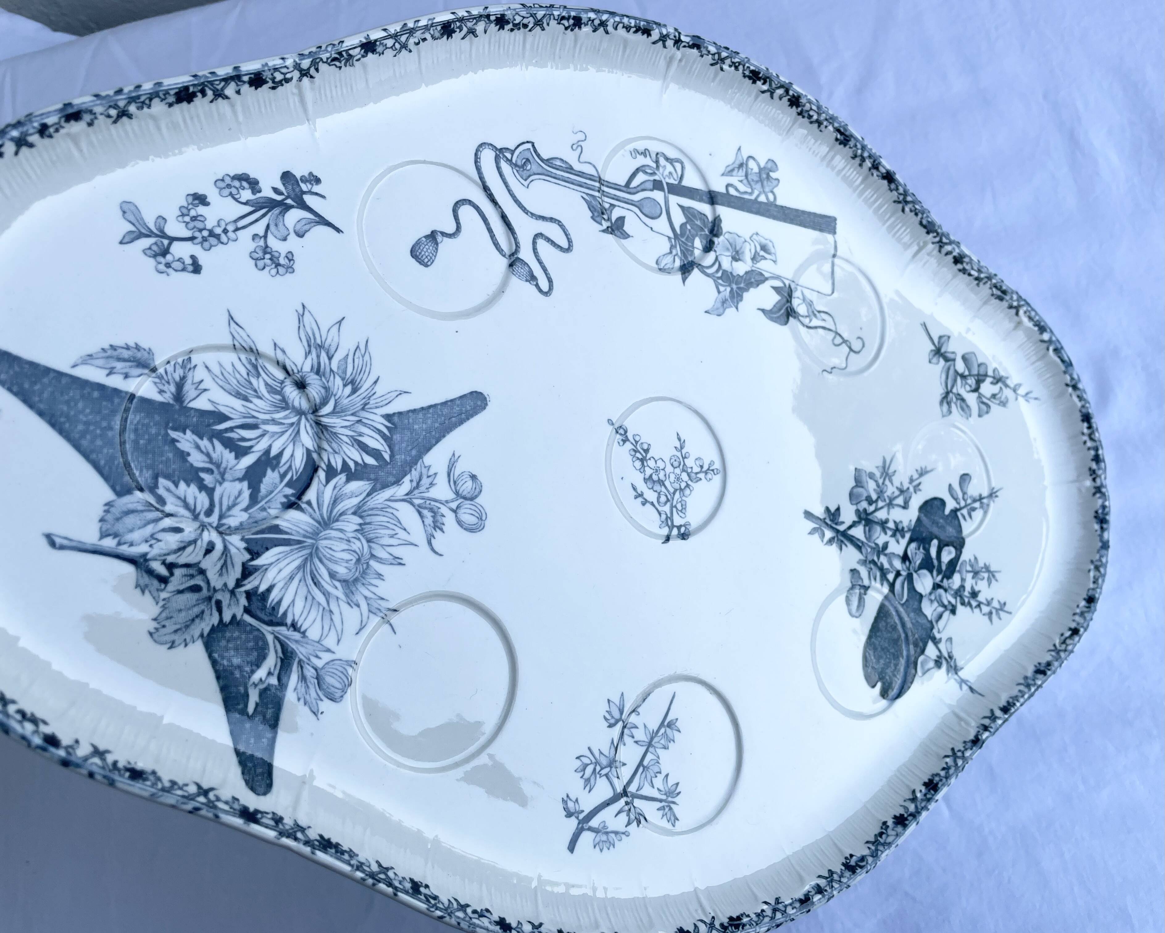 Old earthenware egg dish – Émile Bourgeois, late 19th century