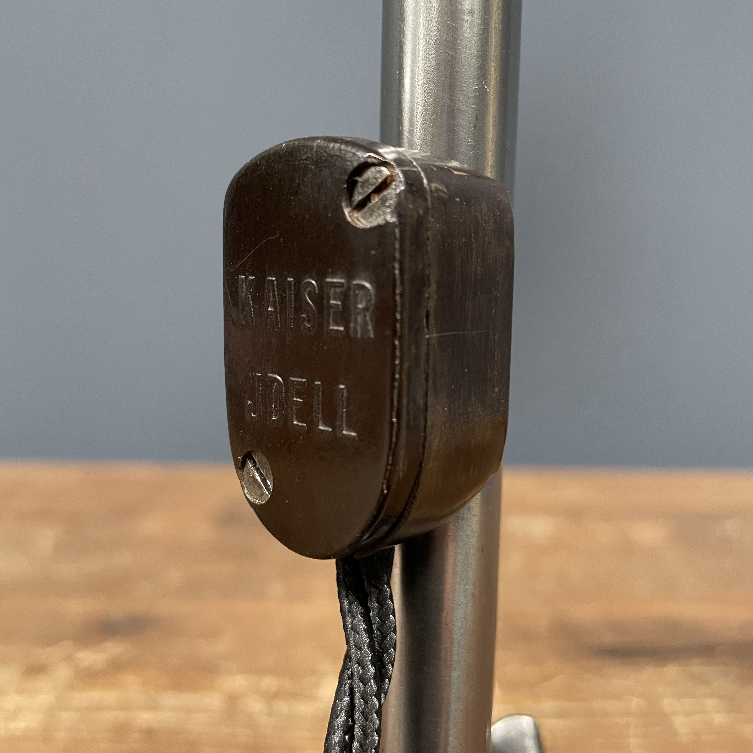 Polished Kaiser idell model 6726 workshop table lamp from the 1930s