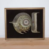 Giovanni  Schoeman Brutalist Cold Cast Metal Sculpture Fish Wall Hanging