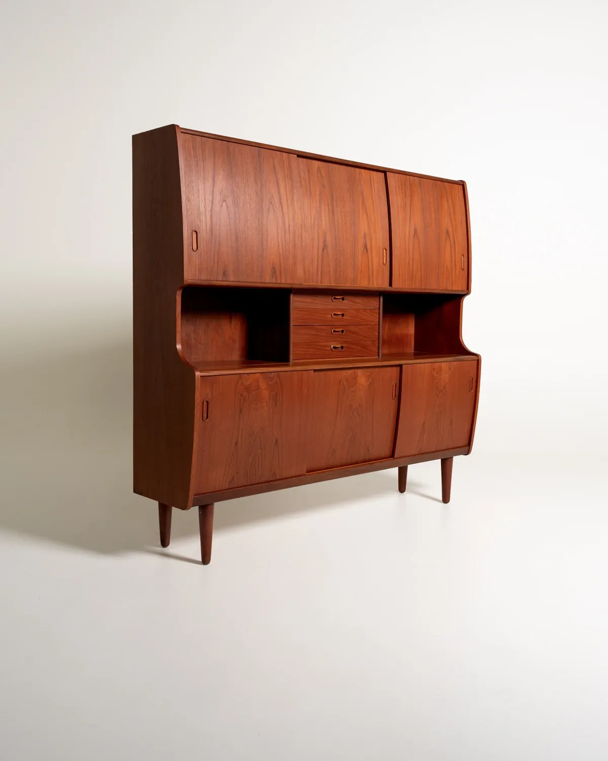 Danish Teak Highboard with Bar Cabinet