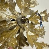 Hollywood regency leaf flower ceiling light flush mount , 1970s