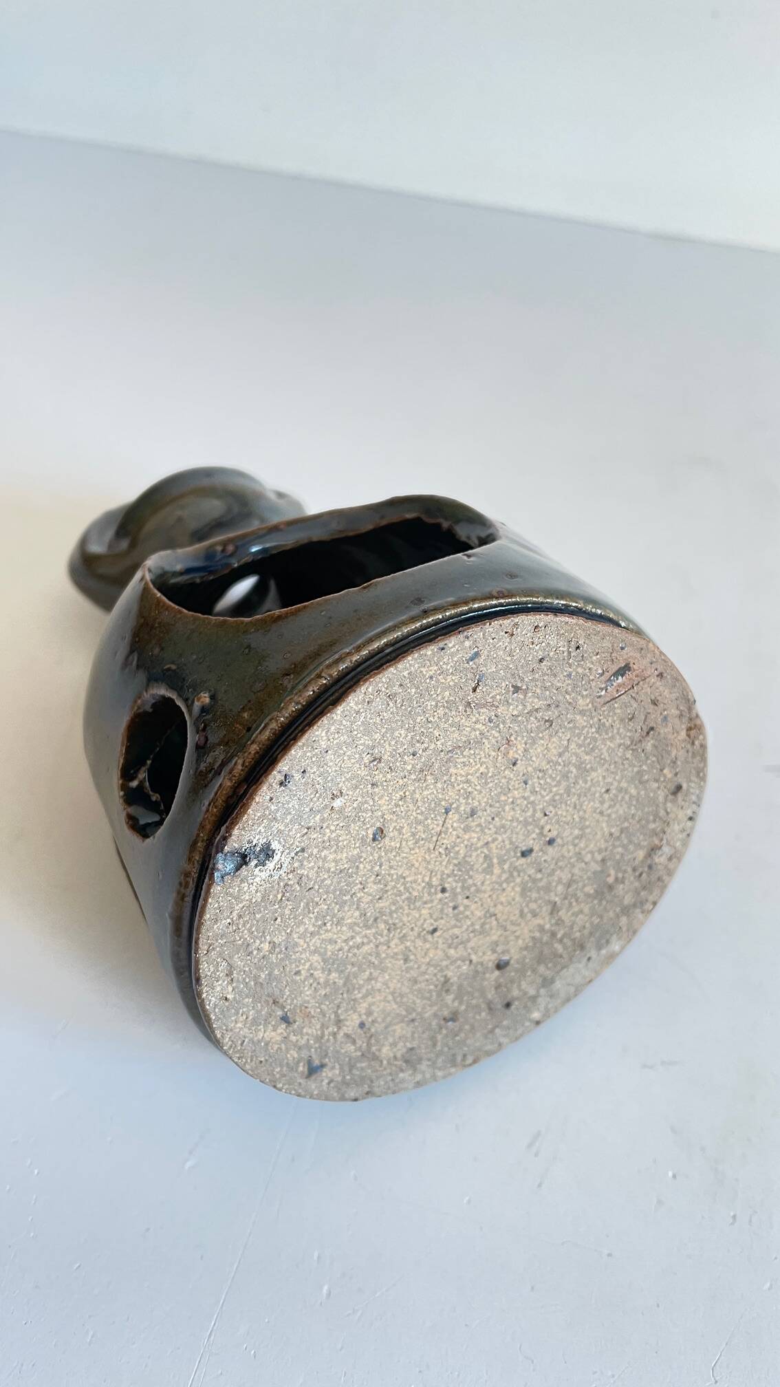 Vintage Handcrafted Stoneware Candle Holder