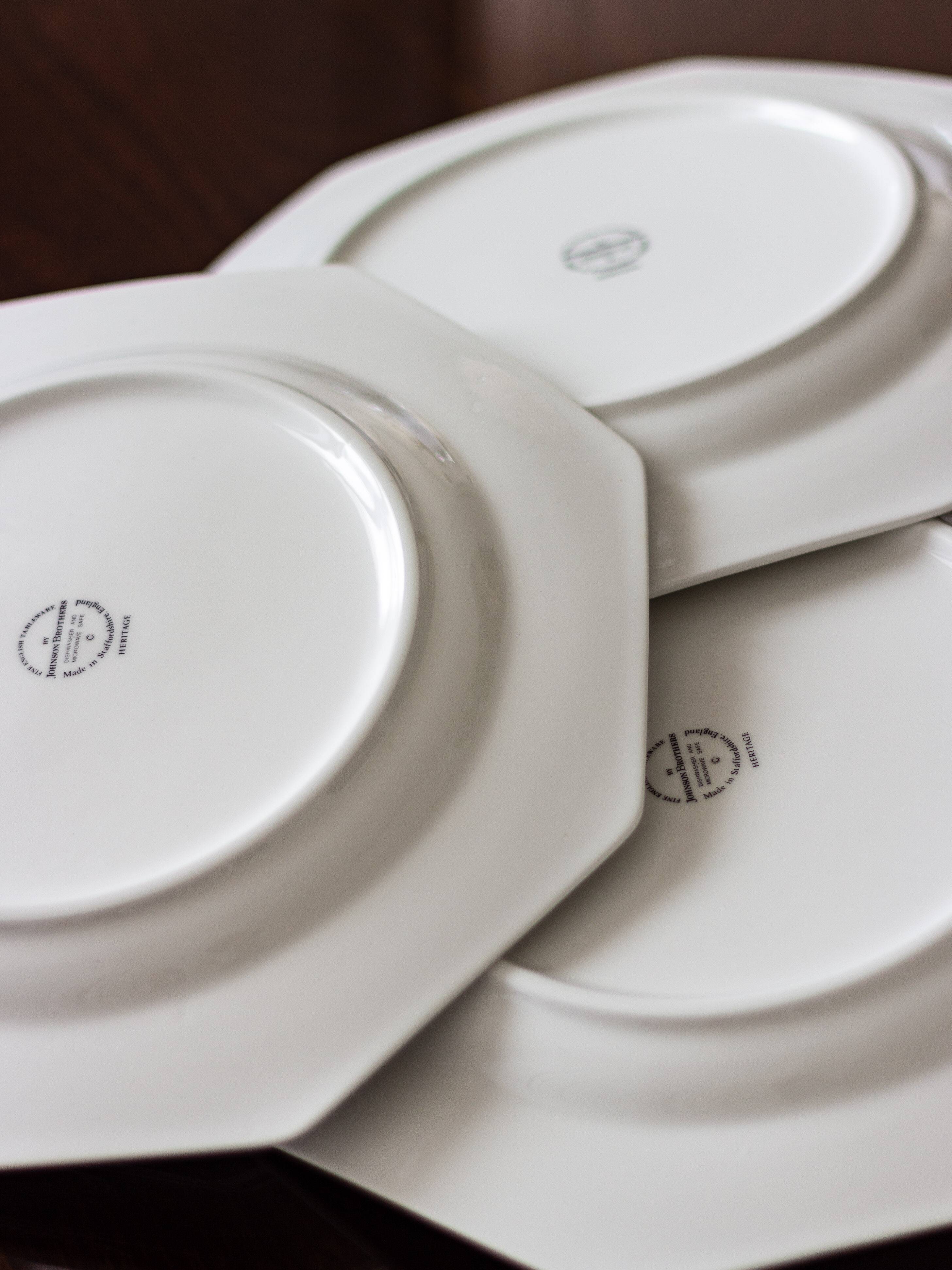 6 assiettes plates octogonales modèle Héritage - Johnson Brothers